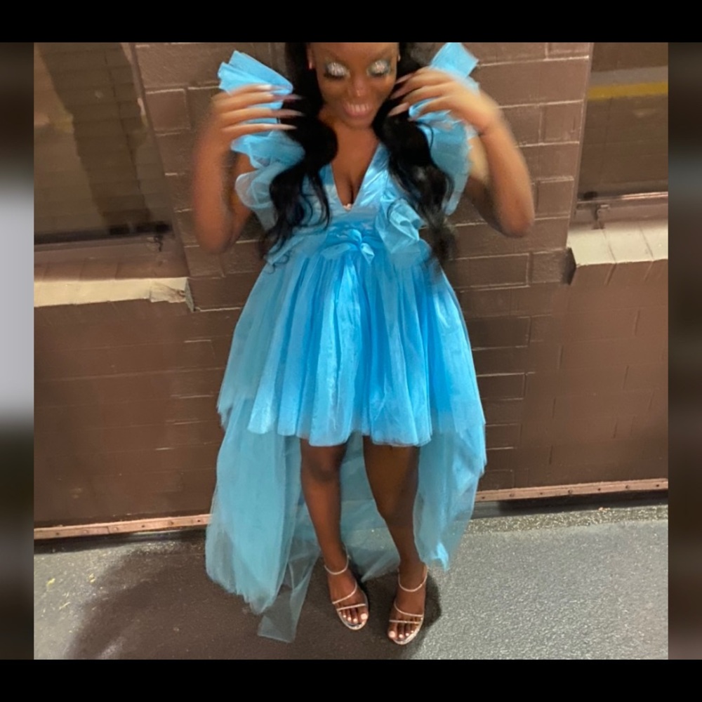Blue Fashion Nova dress.